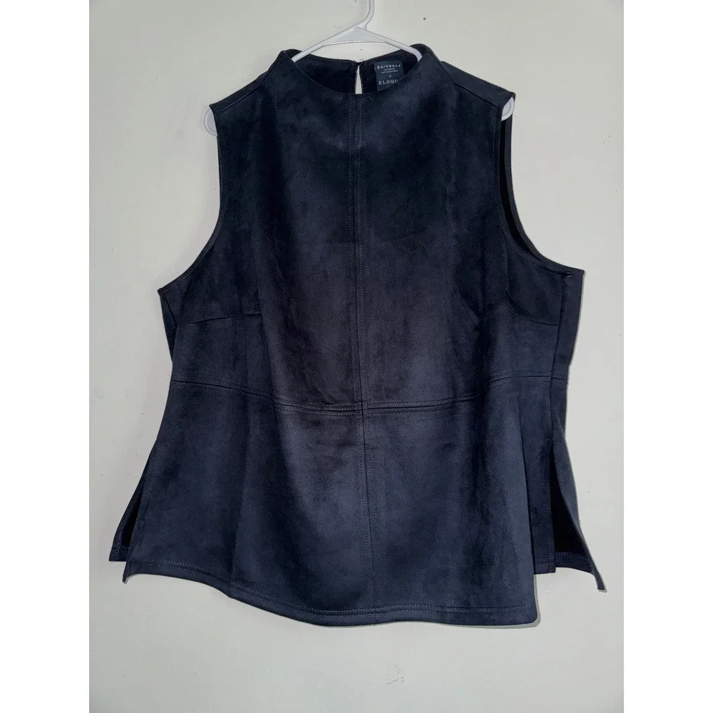 ELOQUII x Barkwood Navy Faux Suede Mock Neck Top and Stirrup Leggings Set 20